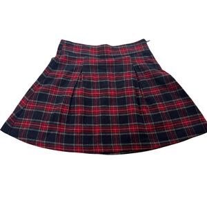 Chic Copper Key Plaid Pleated Mini Skirt Red Navy Green Sz S Schoolgirl Academia